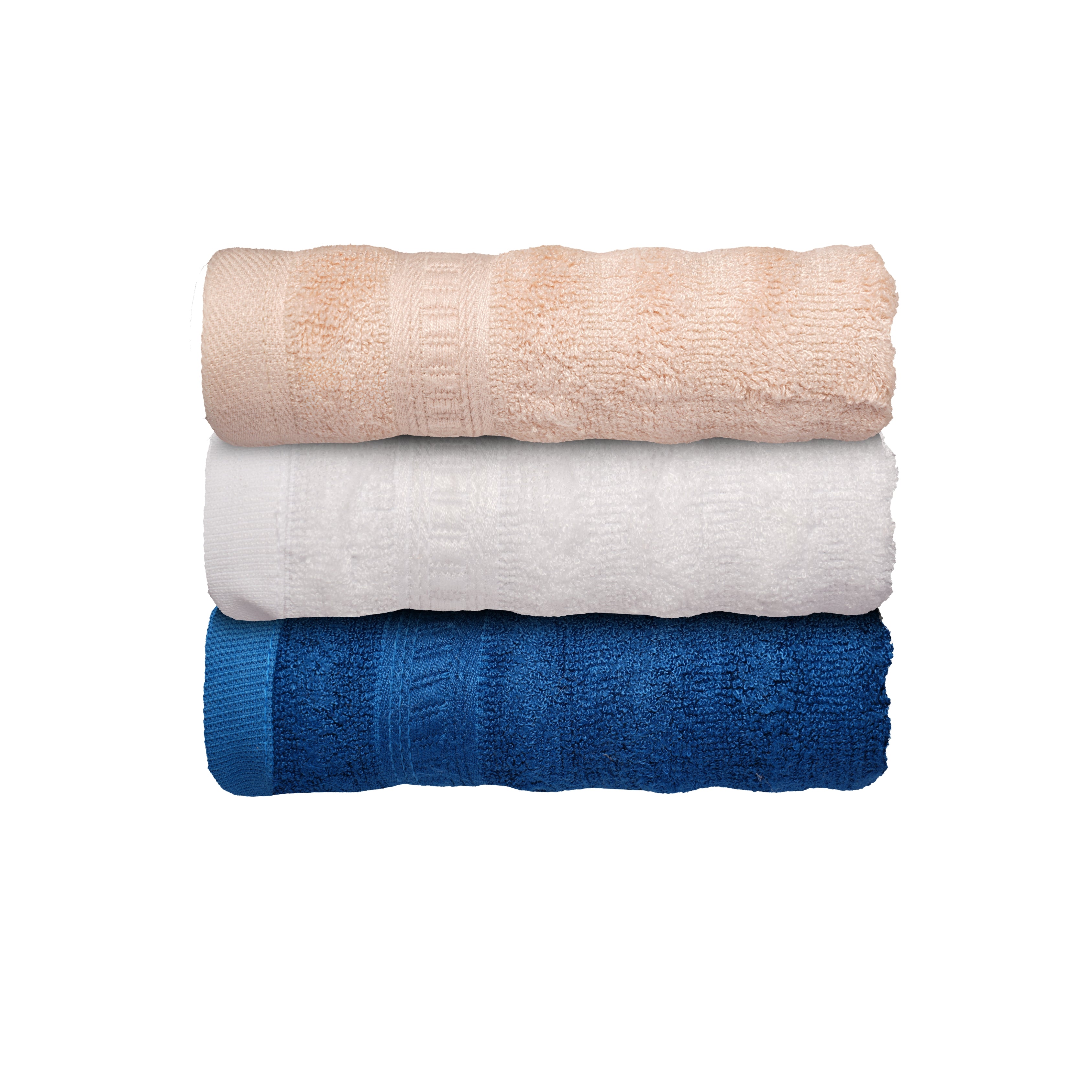 Caimla Luxury 100% Bamboo Face Towel - Ultra-Soft, Highly Absorbent & Eco-Friendly Towels - Perfect for Sensitive Skin, Makeup Removal | 12 X 12 Inches | 550 GSM (Pack of 3 Beige, White & Blue)