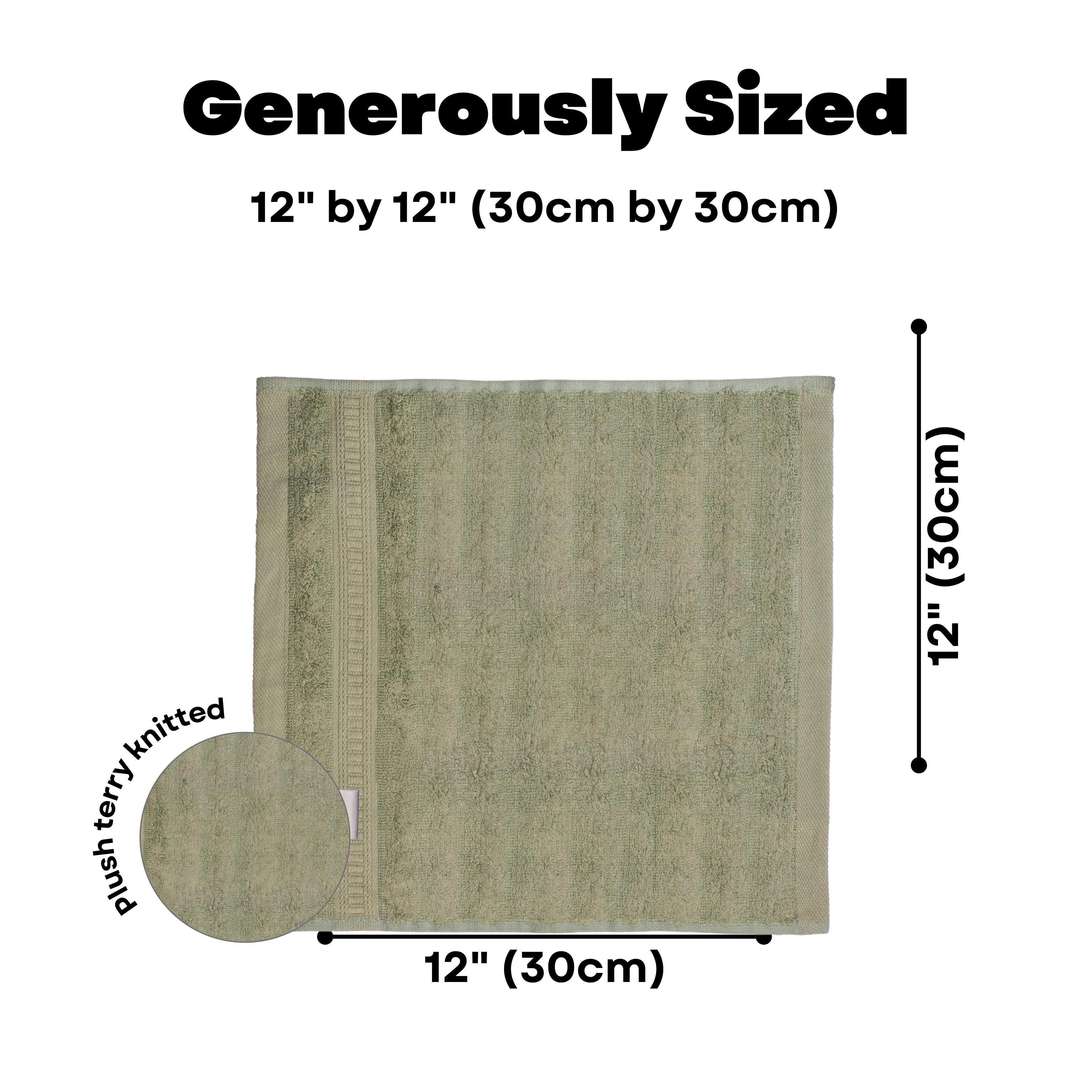 Caimla 100% Bamboo Face Towel – Quick-Dry & Ultra-Soft Towels for Face Wash, Travel & Best for Newborn Babies | 12 x 12 Inches | 550 GSM Pack of 3 (Green)