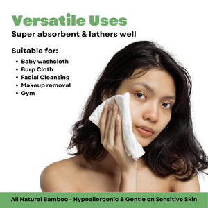 Caimla 100% Bamboo Washcloth  (Pack of 3 Green, Beige & Brown)