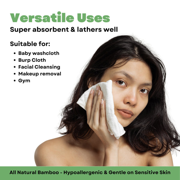 Caimla 100% Bamboo Washcloth  (Pack of 3 Green, Beige & Brown)