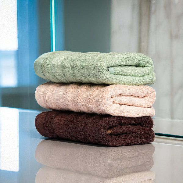 Caimla 100% Bamboo Washcloth  (Pack of 3 Green, Beige & Brown)