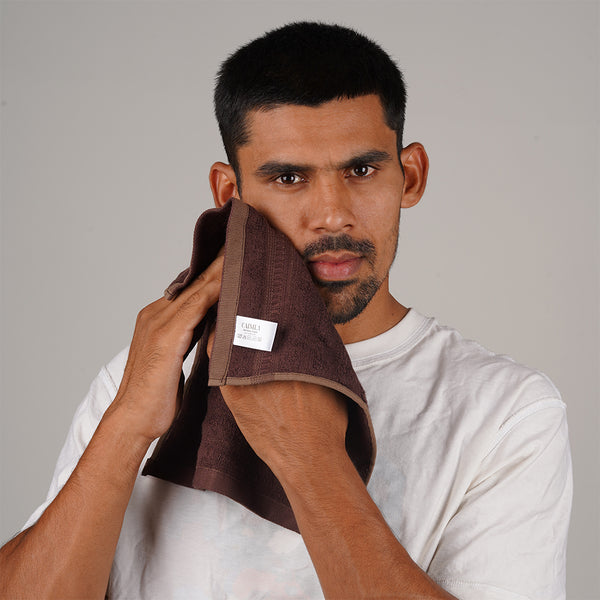 Caimla 100% Bamboo Face Towel - (Pack of 3 Brown, White & Blue)