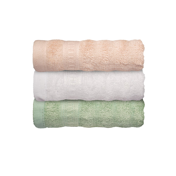 Caimla Premium 100% Bamboo Face Towel -  (Pack of 3 Beige, White & Green)