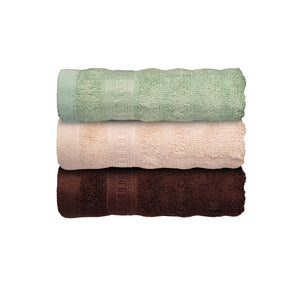 Caimla 100% Bamboo Washcloth  (Pack of 3 Green, Beige & Brown)