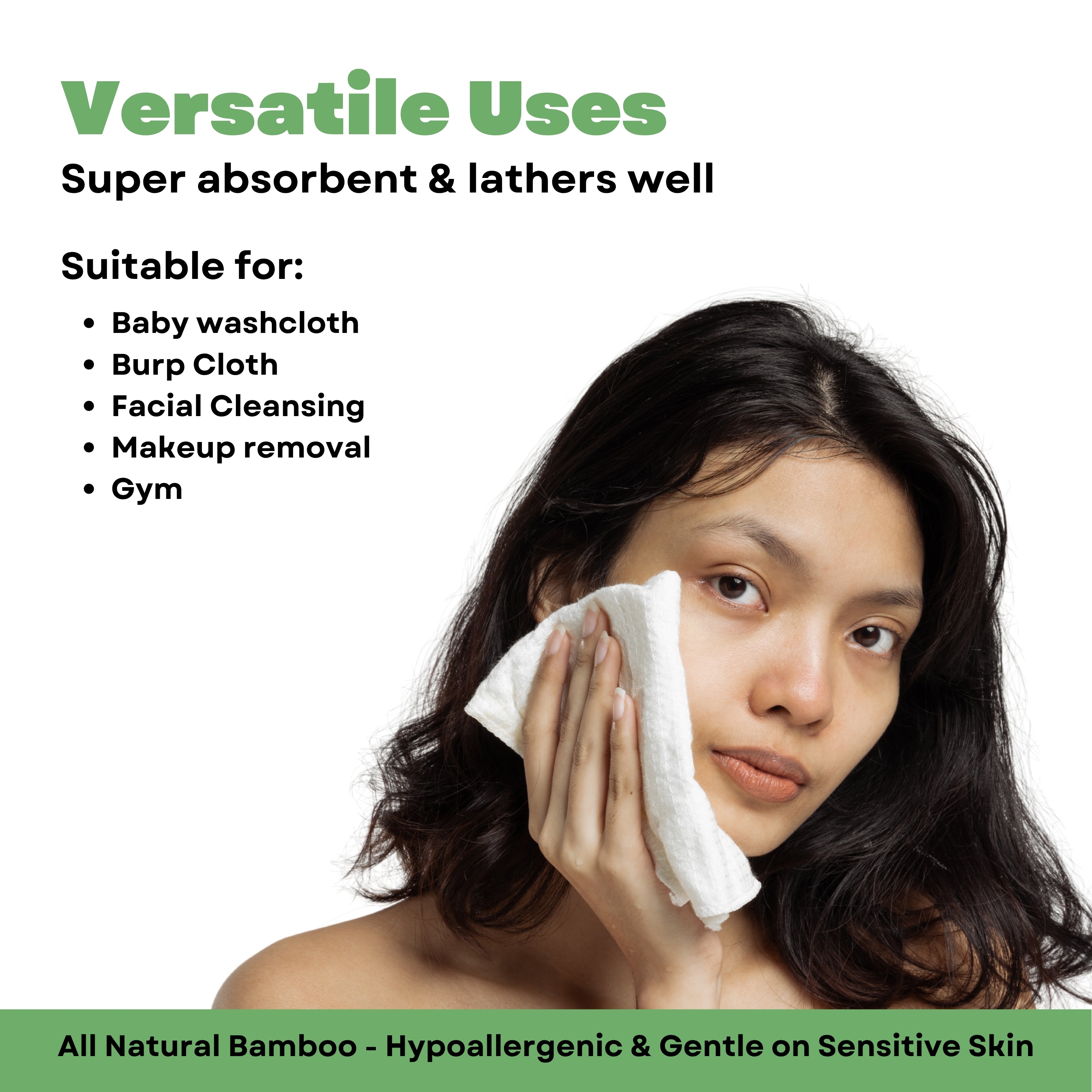 Caimla 100% Bamboo Face Towel - Ultra-Soft & Highly Absorbent Towels for Face Cleansing, Makeup Removal, and Baby Care & Gym | 12 X 12 Inches | 550 GSM (Pack of 3 Brown, White & Blue)