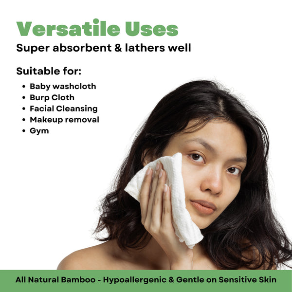 Caimla Premium 100% Bamboo Face Towel -  (Pack of 3 Beige, White & Green)