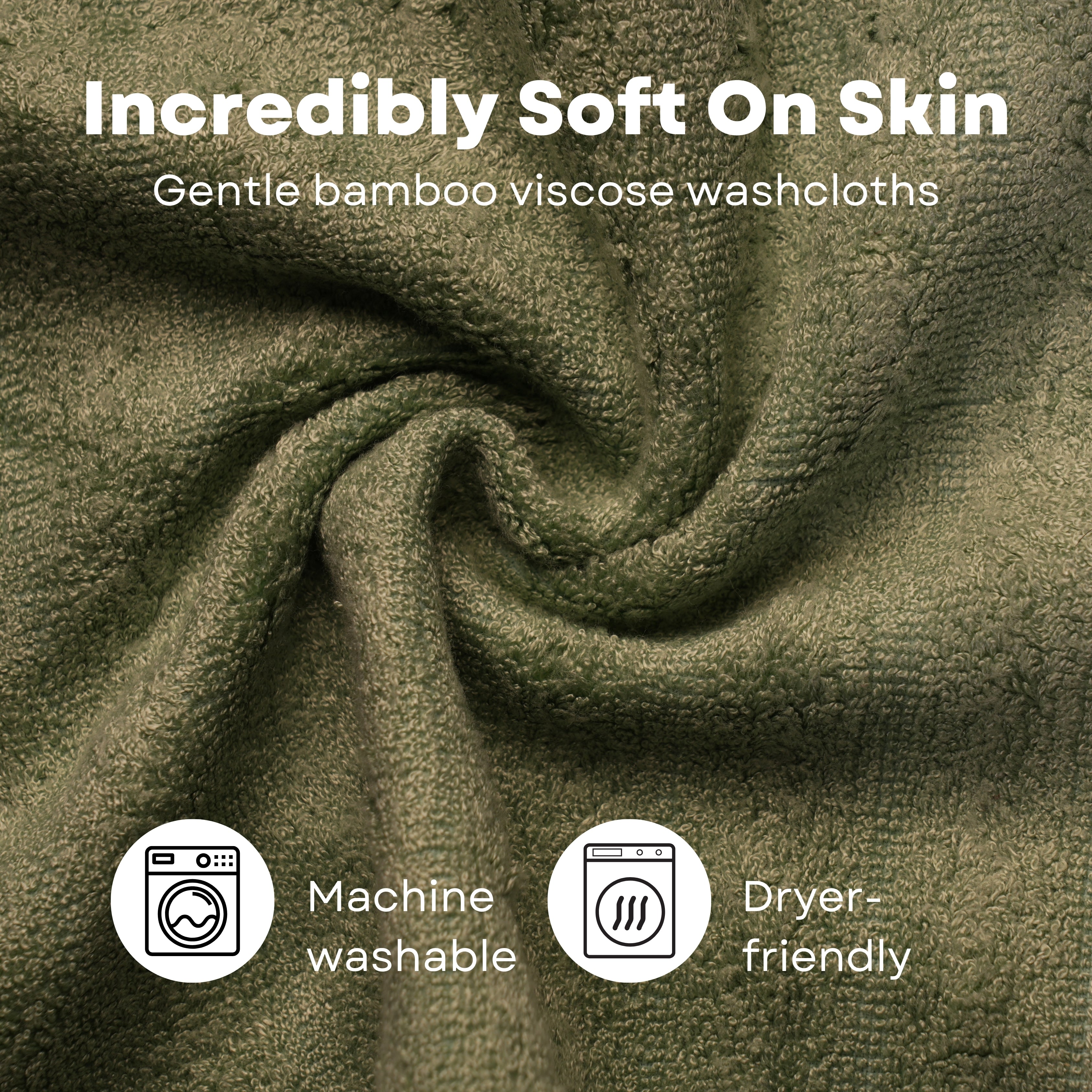 Caimla 100% Bamboo Face Towel – Quick-Dry & Ultra-Soft Towels for Face Wash, Travel & Best for Newborn Babies | 12 x 12 Inches | 550 GSM Pack of 3 (Green)